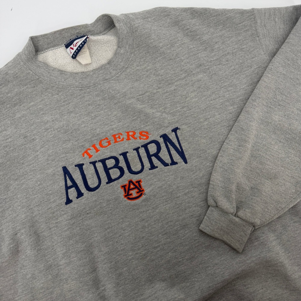 Vintage NCC Apparel Auburn Tigers Sweatshirt Gray Embroidered Logo Mens XL